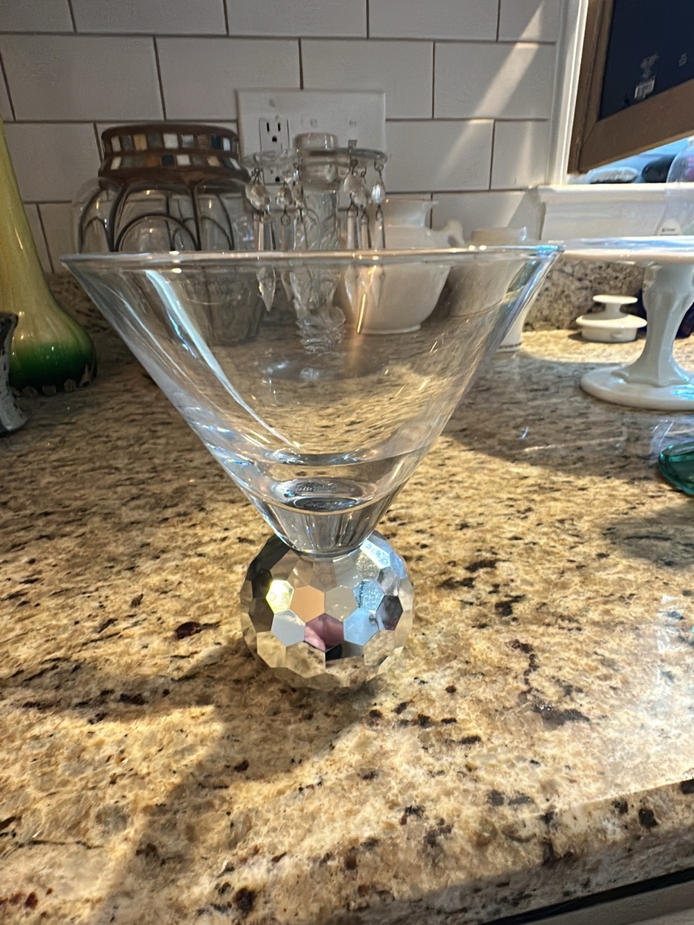 Silver Disco Hammered Martini Glass - New